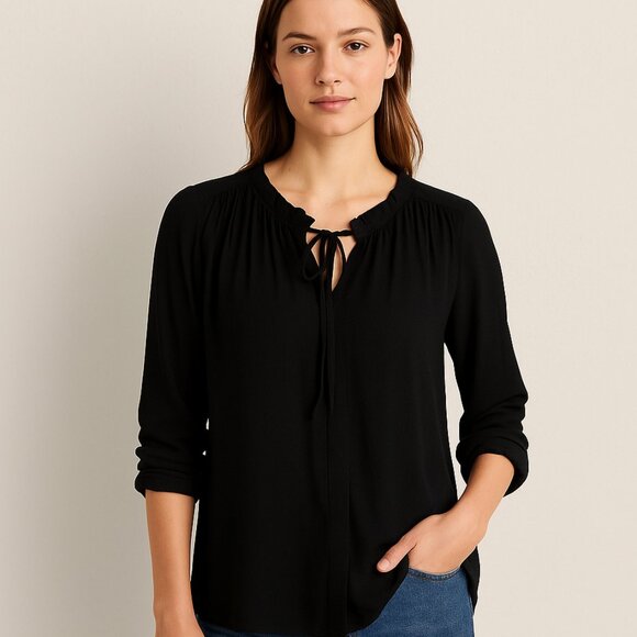 Meadow Rue Tops - Anthropologie Meadow Rue Eleri Pleated Roll-Tab Sleeve Blouse - Size Small